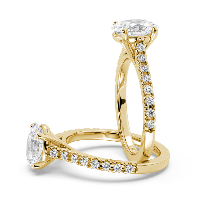 Montura Para Anillo de Compromiso Pavé "Royal Oval" en Oro Amarillo de 14K