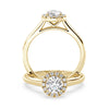 Anillo de Compromiso Halo "Flare" con Diamante de Laboratorio Corte Redondo de 0.50qt (D/E-VVS2/VVS1) en Oro de 14K