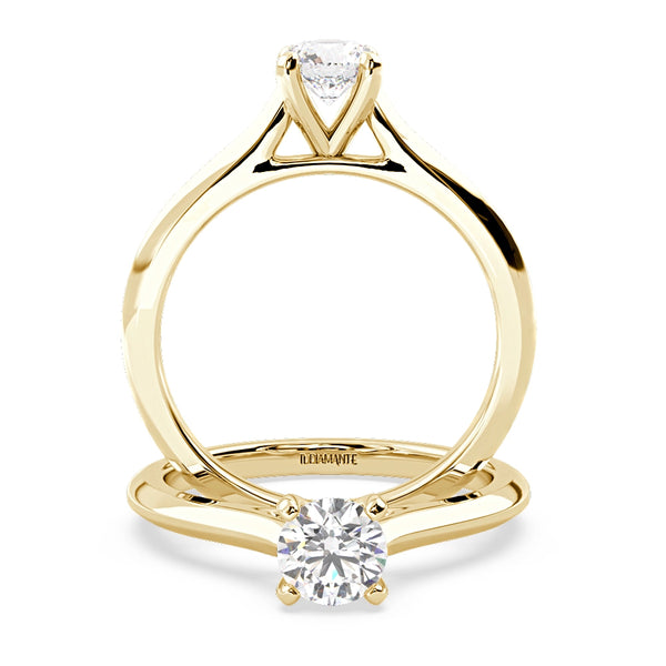 Anillo de Compromiso Solitario "Cartier" con Diamante de Laboratorio Corte Redondo de 0.30qt (F/VVS2) en Oro de 14K