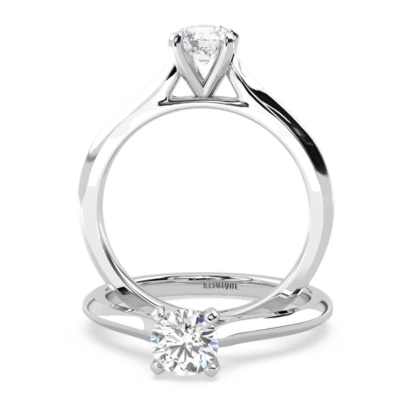 Anillo de Compromiso Solitario "Cartier" con Diamante de Laboratorio Corte Redondo de 0.50qt (D/E-VVS2/VVS1) en Oro de 14K