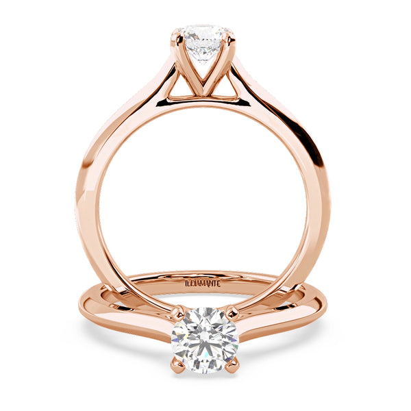 Anillo de Compromiso Solitario "Cartier" con Diamante de Laboratorio Corte Redondo de 0.50qt (D/E-VVS2/VVS1) en Oro de 14K