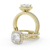 Montura Para Anillo de Compromiso Halo y Pavé "Shimmer" en Oro Amarillo de 18K