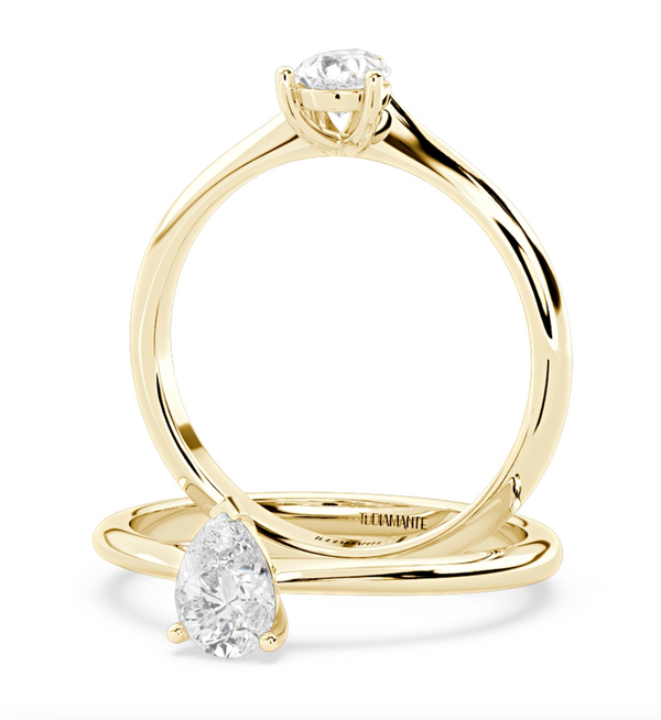 Montura Para Anillo de Compromiso Solitario Estilo "Pear" en Oro Amarillo de 14K