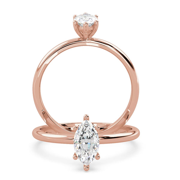 Montura Para Anillo de Compromiso Solitario "Marquise" en Oro Rosa de 18K