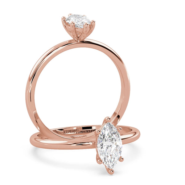 Montura Para Anillo de Compromiso Solitario "Marquise" en Oro Rosa de 14K