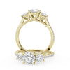 Montura Para Anillo de Compromiso Tres Piedras "Trinity" en Oro Amarillo de 18k