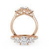 Montura Para Anillo de Compromiso Tres Piedras "Trinity" en Oro Rosa de 14K