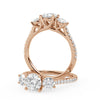 Montura Para Anillo de Compromiso Tres Piedras "Trinity" en Oro Rosa de 14K