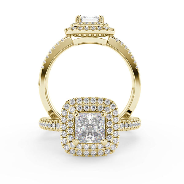 Montura Para Anillo de Compromiso Halo y Pavé "Andromeda" en Oro Amarillo de 14K