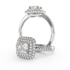 Montura Para Anillo de Compromiso Halo y Pavé "Andromeda" en Oro Blanco de 18K