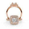 Montura Para Anillo de Compromiso Halo y Pavé "Andromeda" en Oro Rosa de 14K