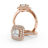 Montura Para Anillo de Compromiso Halo y Pavé "Andromeda" en Oro Rosa de 18K