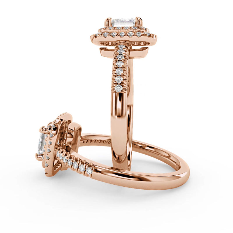 Montura Para Anillo de Compromiso Halo y Pavé "Andromeda" en Oro Rosa de 18K