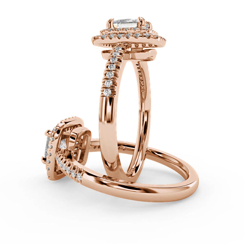 Montura Para Anillo de Compromiso Halo y Pavé "Andromeda" en Oro Rosa de 18K