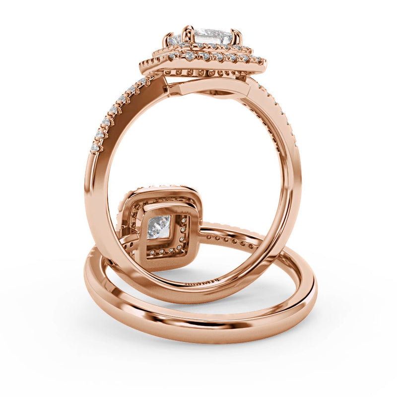 Montura Para Anillo de Compromiso Halo y Pavé "Andromeda" en Oro Rosa de 18K