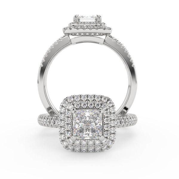 Montura Para Anillo de Compromiso Halo y Pavé "Andromeda" en Platino