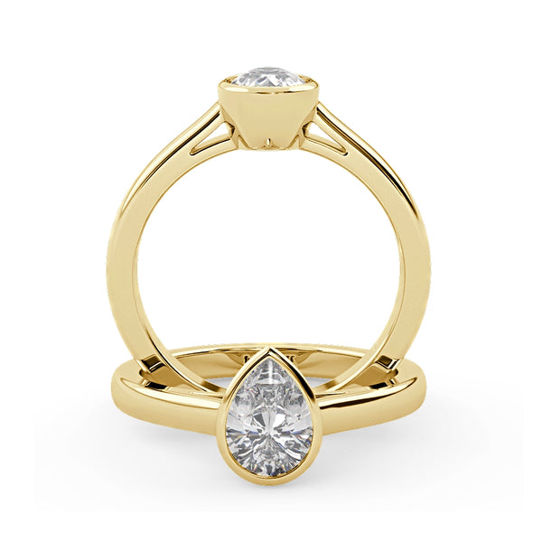 Montura Para Anillo de Compromiso Bisel "Lua" en Oro Amarillo de 14k