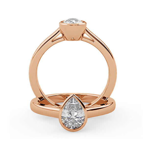 Montura Para Anillo de Compromiso Bisel "Lua" en Oro Rosa de 18k