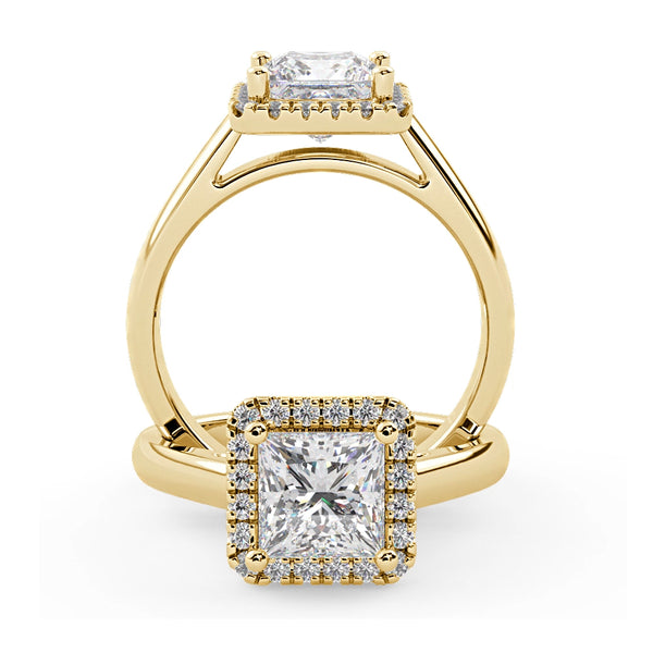 Montura Para Anillo de Compromiso Halo "Aura" en Oro Amarillo de 14K