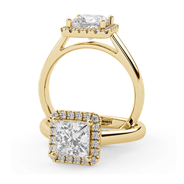 Montura Para Anillo de Compromiso Halo "Aura" en Oro Amarillo de 14K