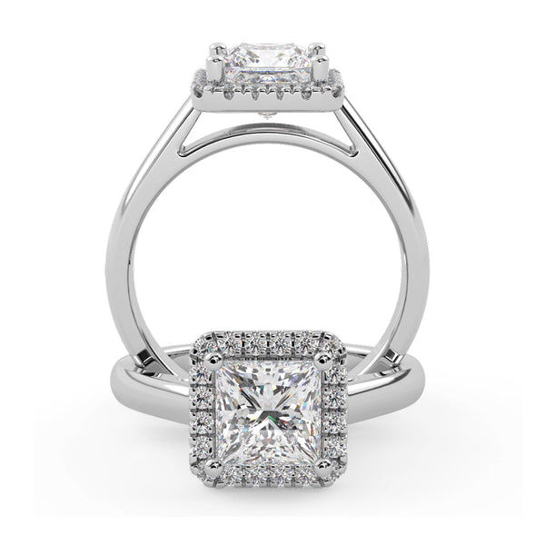 Montura Para Anillo de Compromiso Halo "Aura" en Oro Blanco de 18K