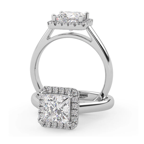 Montura Para Anillo de Compromiso Halo "Aura" en Oro Blanco de 18K