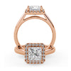 Montura Para Anillo de Compromiso Halo "Aura" en Oro Rosa de 14K