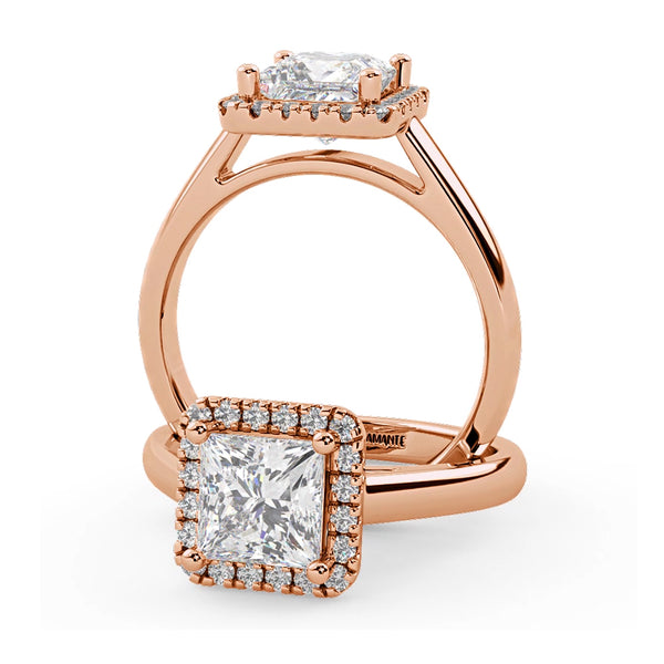 Montura Para Anillo de Compromiso Halo "Aura" en Oro Rosa de 14K