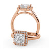 Montura Para Anillo de Compromiso Halo "Aura" en Oro Rosa de 18K