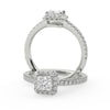 Montura Para Anillo de Compromiso Halo y Pavé "Princess" en Oro Blanco de 14K