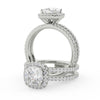 Montura Para Anillo de Compromiso Halo y Pavé "Shimmer" en Oro Blanco de 18K