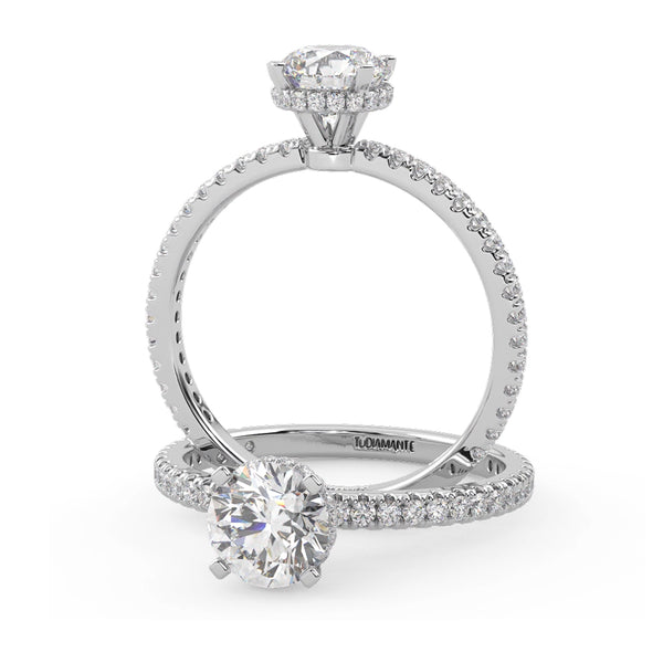 Montura Para Anillo de Compromiso Micropavé "Olivia" en Oro Blanco de 14K