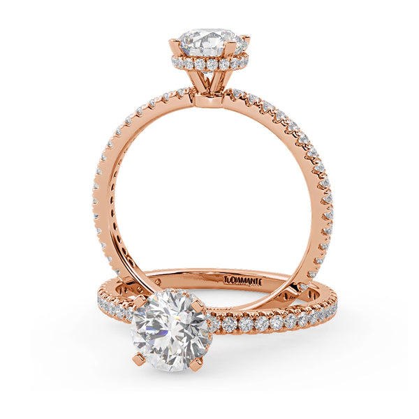 Montura Para Anillo de Compromiso Micropavé "Olivia" en Oro Rosa de 18K