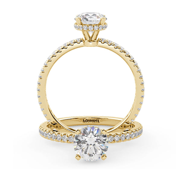 Montura Para Anillo de Compromiso Micropavé "Olivia" en Oro Amarillo de 14K