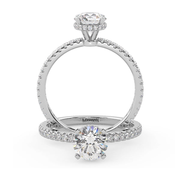 Montura Para Anillo de Compromiso Micropavé "Olivia" en Oro Blanco de 18K