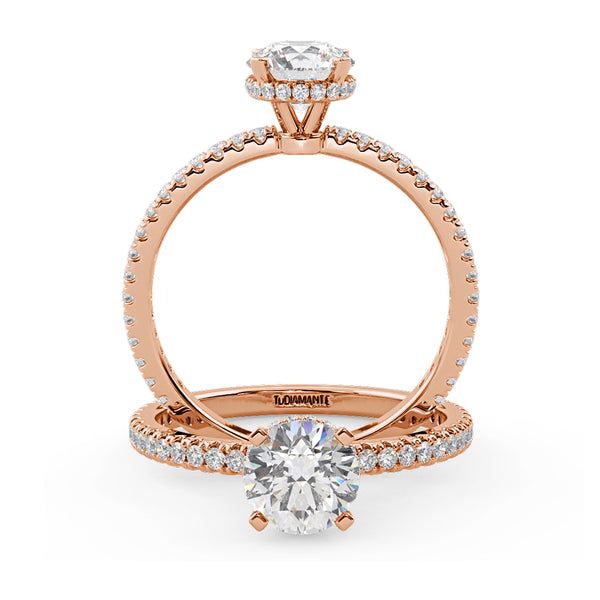 Montura Para Anillo de Compromiso Micropavé "Olivia" en Oro Rosa de 18K