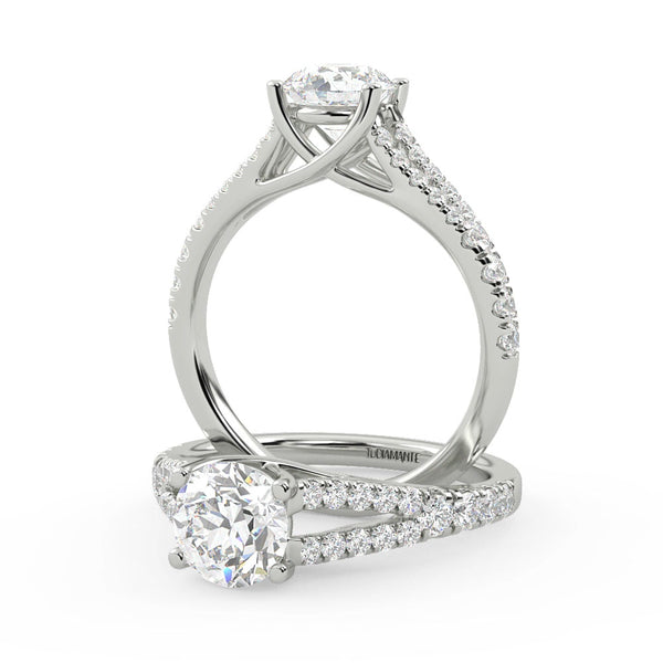 Montura Para Anillo de Compromiso Pavé "Duo" en Oro Blanco de 18k