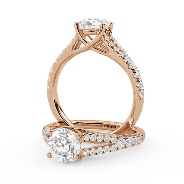 Montura Para Anillo de Compromiso Pavé "Duo" en Oro Rosa de 14K