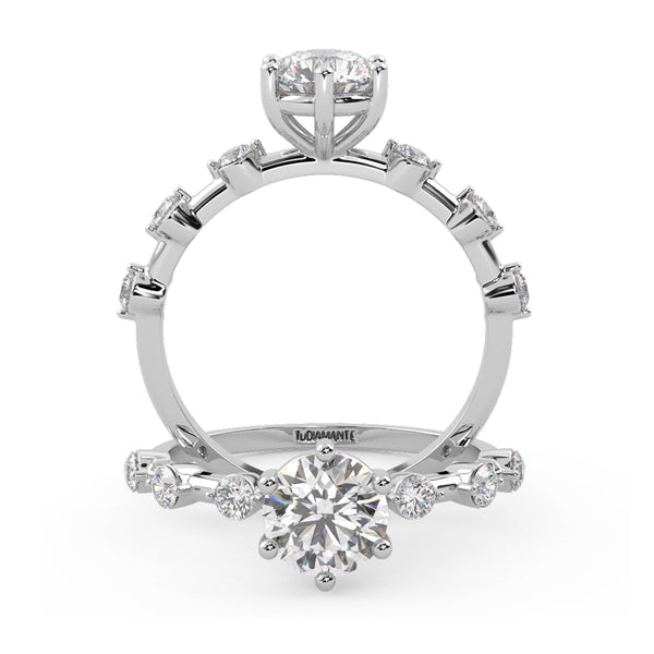 Montura Para Anillo de Compromiso Pavé "Gala" en Oro Blanco de 18K