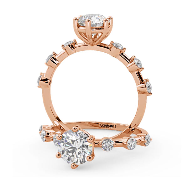 Montura Para Anillo de Compromiso Pavé "Gala" en Oro Rosa de 18K