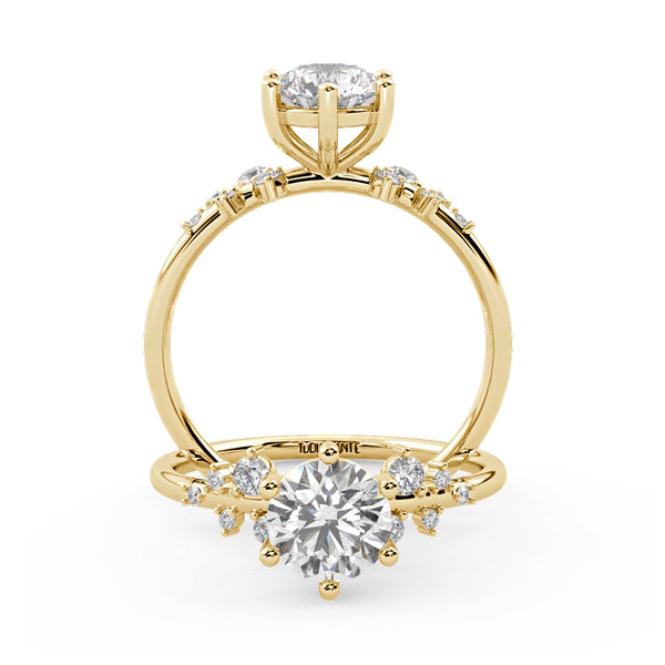 Montura Para Anillo de Compromiso Pavé "Poppy" en Oro Amarillo de 18K