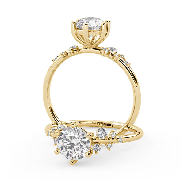 Montura Para Anillo de Compromiso Pavé "Poppy" en Oro Amarillo de 18K