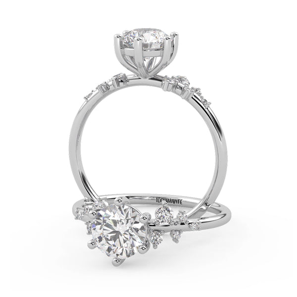 Montura Para Anillo de Compromiso Pavé "Poppy" en Oro Blanco de 18K