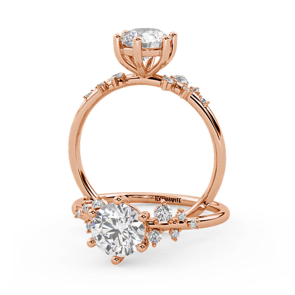 Montura Para Anillo de Compromiso Pavé "Poppy" en Oro Rosa de 18K