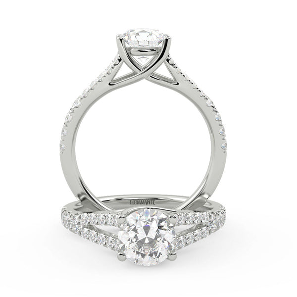 Montura Para Anillo de Compromiso Pavé "Duo" en Oro Blanco de 14K