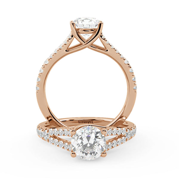 Montura Para Anillo de Compromiso Pavé "Duo" en Oro Rosa de 18k