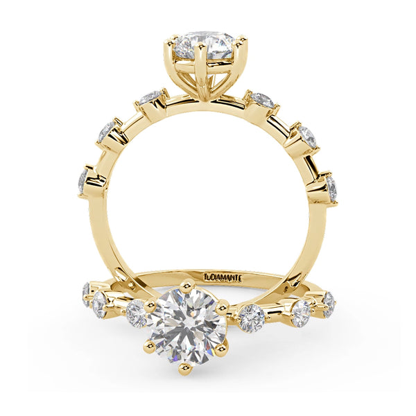 Montura Para Anillo de Compromiso Pavé "Gala" en Oro Amarillo de 14K