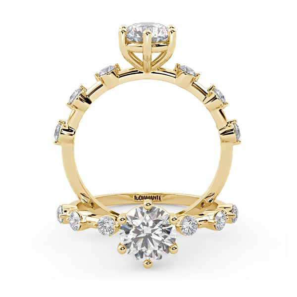 Montura Para Anillo de Compromiso Pavé "Gala" en Oro Amarillo de 18K