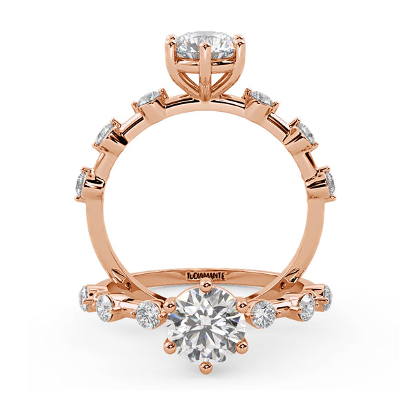 Montura Para Anillo de Compromiso Pavé "Gala" en Oro Rosa de 18K