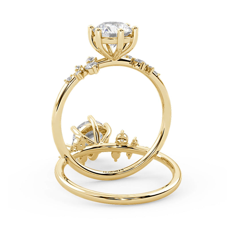 Montura Para Anillo de Compromiso Pavé "Poppy" en Oro Amarillo de 18K